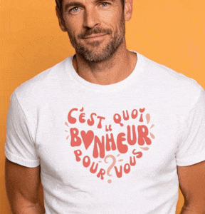 T-shirt Col Rond Homme - C'est quoi le bonheur pour vous ?